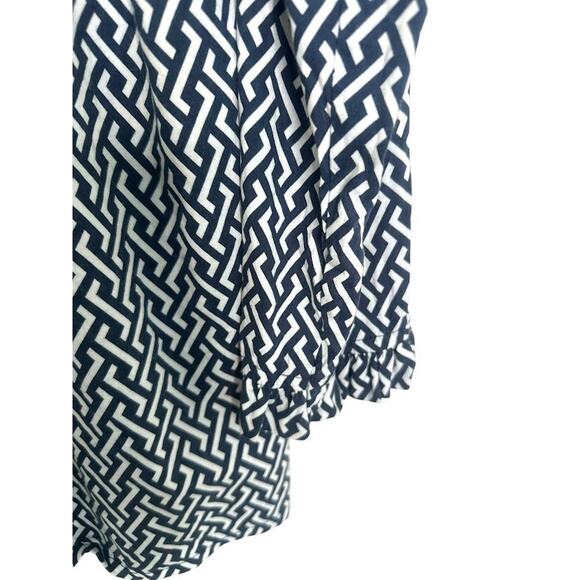 LIZA BYRD Women's Ruffle Button Geometric Cotton Tunic Shirt Blouse Size XL - Picture 3 of 8